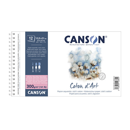 CANSON COTON D'ART BLOC AQUARELLE SPIRALÉ  300 G