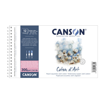 CANSON COTON D'ART BLOCCO SPIRALATO PER ACQUERELLO 300 G