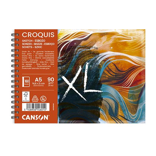 CANSON XL CROQUIS WAVES COLLECTION BLOC SPIRALÉ DESSIN ET CROQUIS 90 G