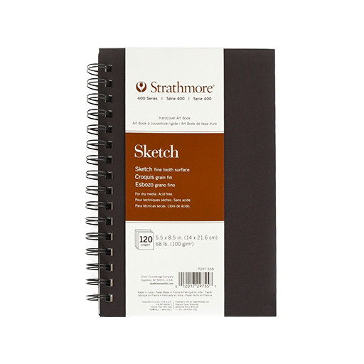 STRATHMORE SKETCH ART BOOK SÉRIE 400 CARNET SPIRALÉ COUVERTURE RIGIDE CROQUIS 100 G