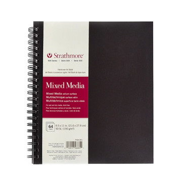 STRATHMORE MIXED MEDIA ART BOOK SÉRIE 500 CARNET SPIRALÉ COUVERTURE RIGIDE MULTI-TECHNIQUES 190 G