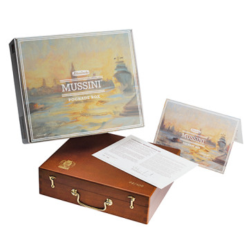 SCHMINCKE MUSSINI CAJA MADERA POCHADE SET 12 ÓLEOS SURTIDOS TUBOS 35 ML + PINCEL + MEDIUM - EDICIÓN LIMITADA