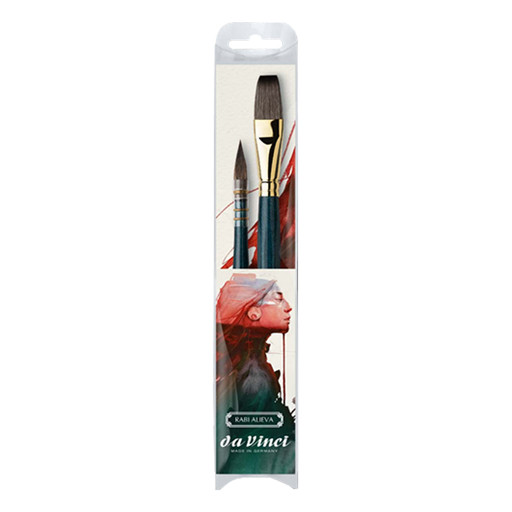 DA VINCI RABI SIGNATURE – LOT DE 2 PINCEAUX MIX B POUR AQUARELLE À MANCHE COURT, SÉRIE 4185