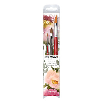 DA VINCI BOTANICAL LEAF AND FLOWER SET 3 PINCELES SINTÉTICOS ACUARELA MANGO CORTO SERIE 11865