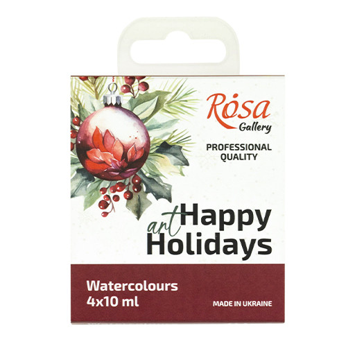 ROSA GALLERY ART HAPPY HOLIDAYS 1 LOT DE 4 AQUARELLES EN TUBES DE 10 ML - ÉDITION SPÉCIALE