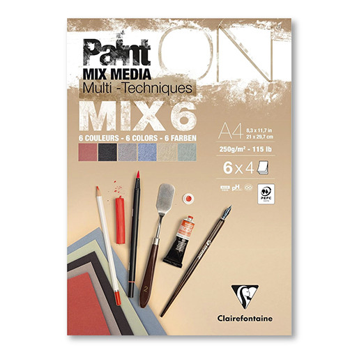 CLAIREFONTAINE PAINT ON MIX MEDIA MIX 6 BLOCCHI MULTITECNICA 250 G - COLORI ASSORTITI