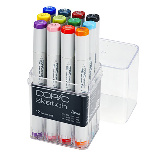 COPIC SKETCH MARKER SET MIT 12 STIFTEN IN GRUNDFARBEN