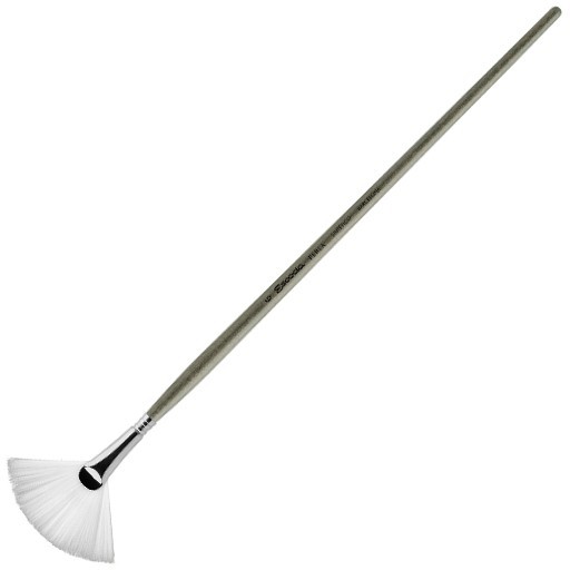 ESCODA PERLA PINCEAU ÉVENTAIL PLAT FIBRE TORAY BLANCHE MANCHE LONG SÉRIE 4233