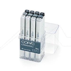 COPIC CLASSIC MARKER SET OF 12 NEUTRAL GREY COLOURS