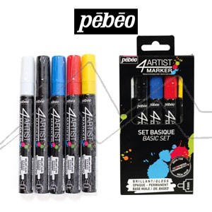 PEBEO 4ARTIST MARKER OIL BASED PAINT SET OF 5 X 4 MM ASSORTED COLOURS