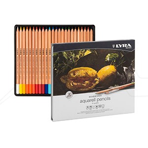 LYRA REMBRANDT AQUARELL WATER SOLUBLE PENCILS METAL BOX SET OF 24 ASSORTED COLOURS