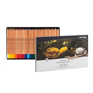 LYRA REMBRANDT AQUARELL WATER SOLUBLE PENCILS METAL BOX SET OF 36 ASSORTED COLOURS