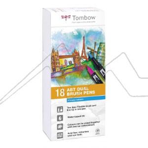 TOMBOW SET OF 18 DUAL BRUSH PENS PRIMARY COLOURS