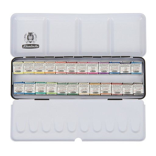 SCHMINCKE HORADAM AQUARELL SCATOLA METALLO ACQUERELLI 24 MEZZI GODET