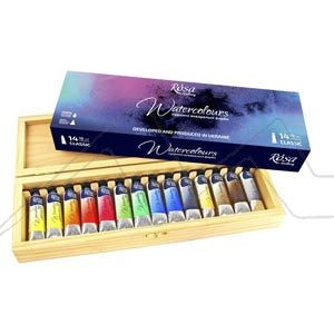 ROSA GALLERY CLASSIC WATERCOLOUR WOODEN BOX SET OF 14 X 10 ML TUBES