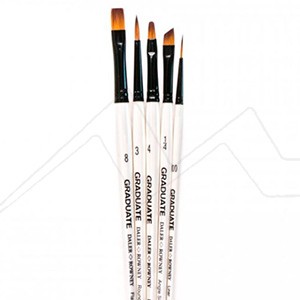 DALER ROWNEY GRADUATE SET OF 5 SYNTHETIC SELECTION BRUSHES SHORT HANDLE