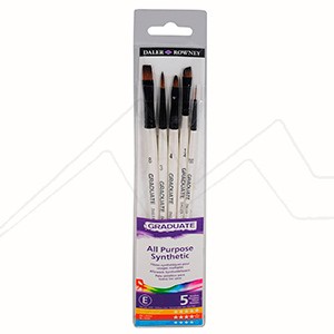 DALER ROWNEY GRADUATE SET OF 5 SYNTHETIC ASSORTED WATERCOLOUR BRUSHES SHORT HANDLE