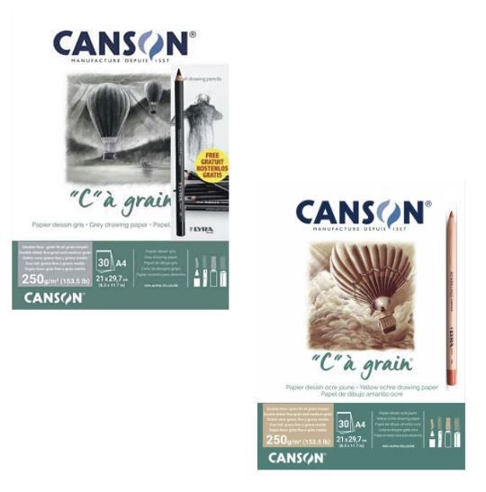CANSON C A GRAIN MIXED MEDIA PAD OCHRE & GREY 250 G