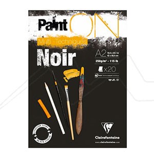 CLAIREFONTAINE PAINT ON MIXED MEDIA PAD NOIR 250 G - BLACK