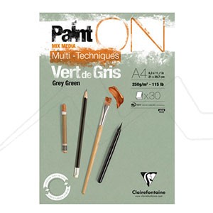 CLAIREFONTAINE PAINT ON MIXED MEDIA PAD VERT DE GRIS 250 G - GREY GREEN