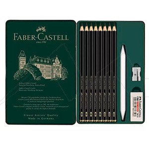 FABER-CASTELL PITT GRAPHITE MATT METAL TIN SET OF 11 PENCILS FOR DRAWING AND SKETCHING