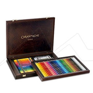 CARAN D´ACHE PRISMALO WOODEN BOX SET OF 30 WATER-SOLUBLE PENCILS + 40 NEOCOLOR II WATER-SOLUBLE PASTELS
