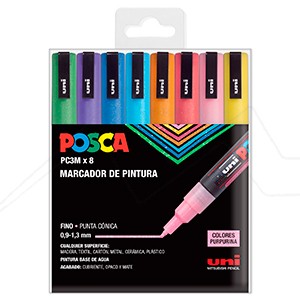 Posca Paint Markers Set of 8 Glitter Colours - 0.9-1.3mm Fine