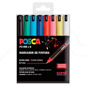 Posca Marker Pen PC-1MR Ultra-Fine Set of 16 Assorted - Black
