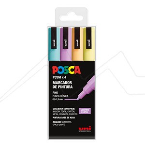 Uni : Posca Marker : PC-3M : Fine Bullet Tip : 0.9-1.3mm : Assorted Colours  Set of 16