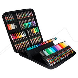 UNI POSCA ZIP CASE WITH 60 ASSORTED MARKERS