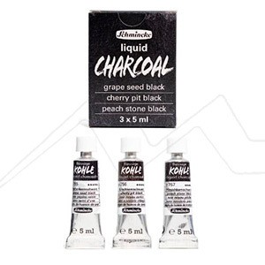 SCHMINCKE LIQUID CHARCOAL SET - GRAPE CHERRY AND PEACH BLACK
