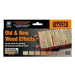 VALLEJO MODEL AIR EFFECTS SET OF 8 OLD & NEW WOOD EFFECTS COLOURS 71187