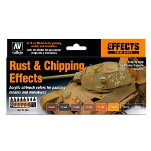 VALLEJO MODEL AIR EFFECTS SET OF 8 RUST & CHIPPING EFFECTS COLOURS 71186
