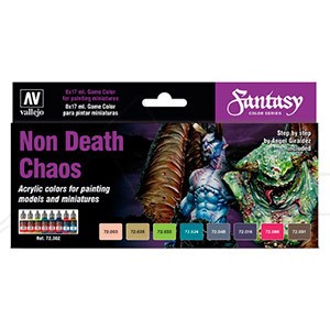 VALLEJO GAME COLOR FANTASY SET OF 8 NON DEATH CHAOS COLOURS BY ANGEL GIRALDEZ 72302