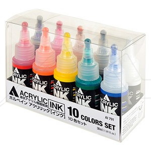 HOLBEIN ACRYLIC INK SET OF 10 X 30 ML COLOURS