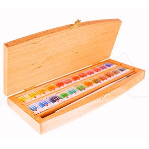 ST PETERSBURG WHITE NIGHTS WOODEN WATERCOLOUR BOX OF 24 PANS AND BRUSH