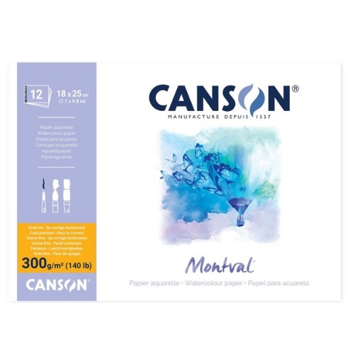 CANSON MONTVAL AQUARELLBLOCK 1-SEITIG GELEIMT 300 G