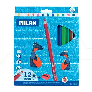 MILAN MAXI SET OF 12 ASSORTED TRIANGULAR COLOUR PENCILS - OUTLET