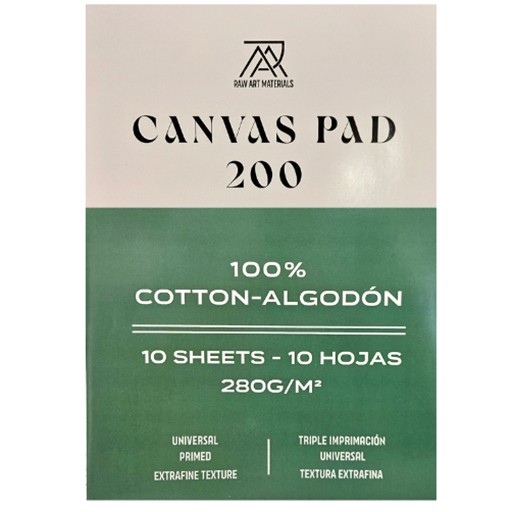 RAW ART MATERIALS CANVAS PAD 100% COTTON EXTRA FINE TEXTURE UNIVERSAL PRIMED 280 G SERIES 200