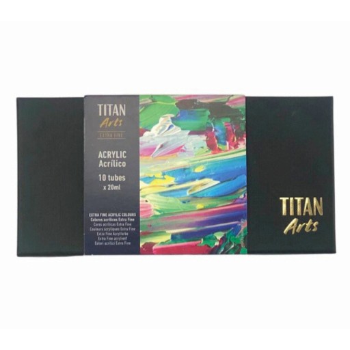 TITAN ARTS EXTRA FINE ACRYLIC COLOURS BASICS SET 10 X 20 ML