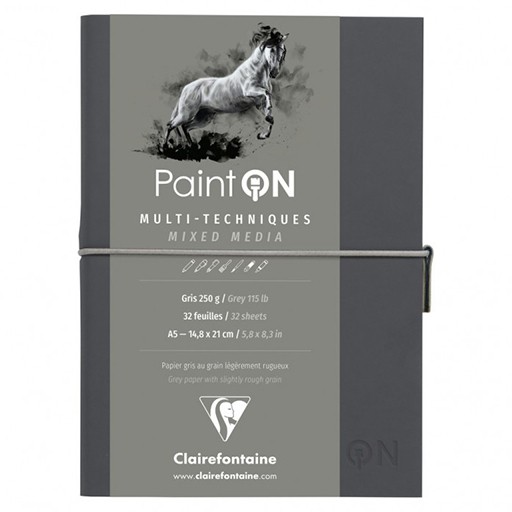 CLAIREFONTAINE NOTEBOOK PAINT ON GREY STITCHED BINDING GREY MULTITECHNIQUE PAPER 250 G