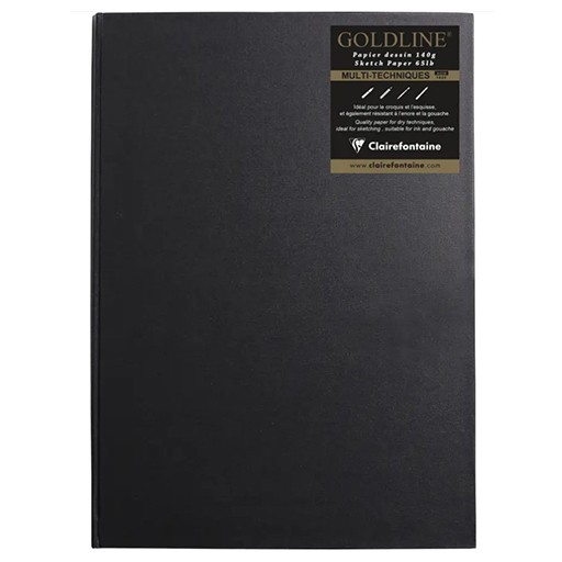 CLAIREFONTAINE GOLDLINE SKETCHBOOK HARD COVER WHITE MIXED MEDIA PAPER 140 G