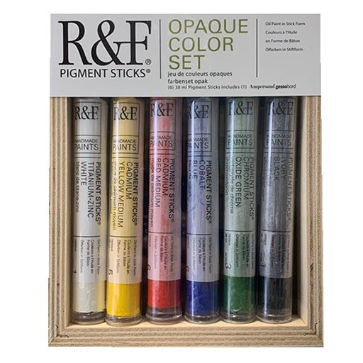 R&F PIGMENT STICK OPAQUE COLOR SET OF 6 OIL STICKS AND PANEL