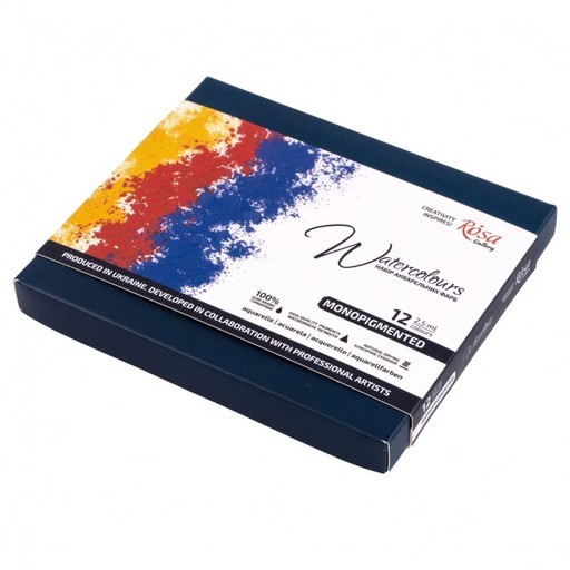 ROSA GALLERY WATERCOLOUR BOX MONOPIGMENTED SET OF 12 WHOLE PANS