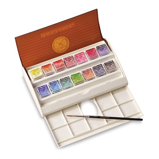 SENNELIER L'AQUARELLE WATERCOLOUR TRAVEL BOX SET OF 14 HALF PANS