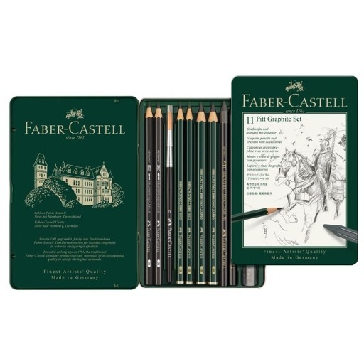 FABER-CASTELL ASTUCCIO METALLO 11 MATITE DI GRAFITE PITT