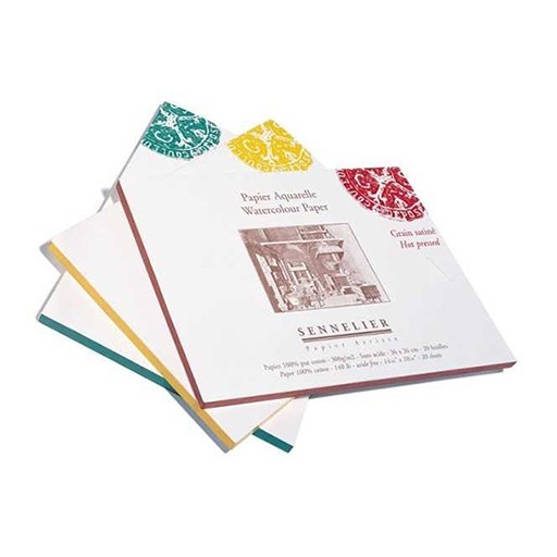 SENNELIER WATERCOLOUR PAPER BLOCK 100% COTTON GLUED 4 SIDES 20 SHEETS 300 G COLD PRESSED (NOT)