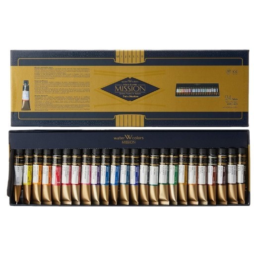MIJELLO ARTIST MISSION GOLD CLASS ACQUERELLO SET 24 TUBETTI 7 ML