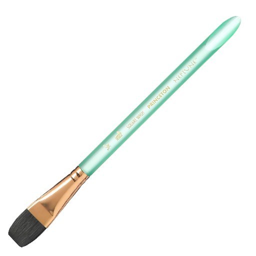 PRINCETON NEPTUNE PENNELLO PIATTO FIBRA SINTETICA MANICO CORTO TRASPARENTE