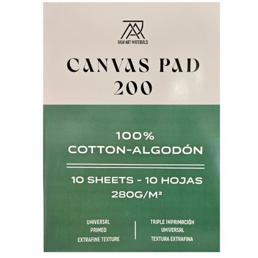 RAW ART MATERIALS CANVAS PAD COTONE GRAN EXTRAFINE 280 G PREPARAZIONE UNIVERSALE SERIE 200